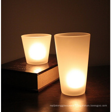 Haonai good quality glass frosted candle holder without wax
